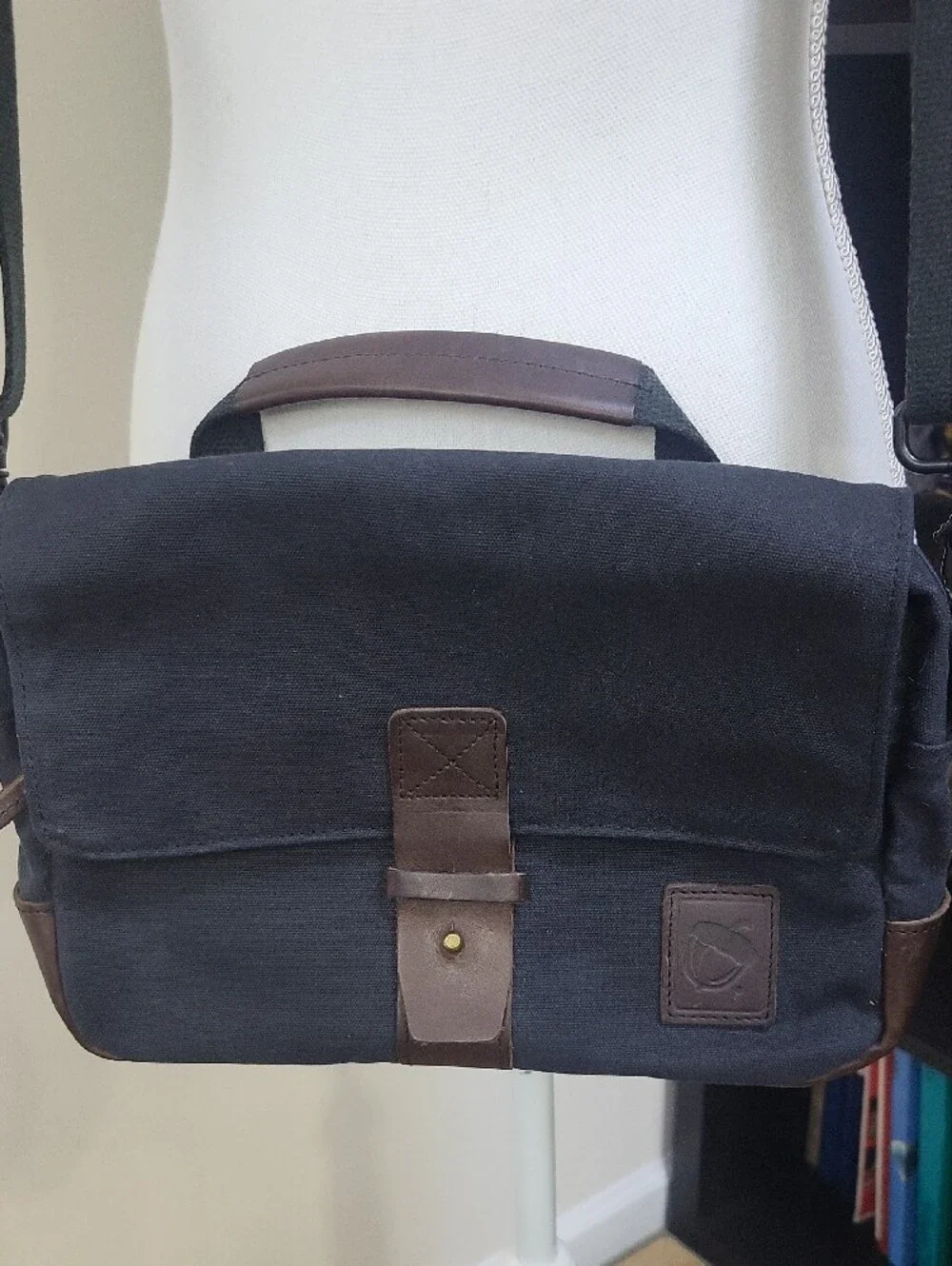 NUTSAC Black Satchel 11 Waxed Canvas & Leather Messenger Bag